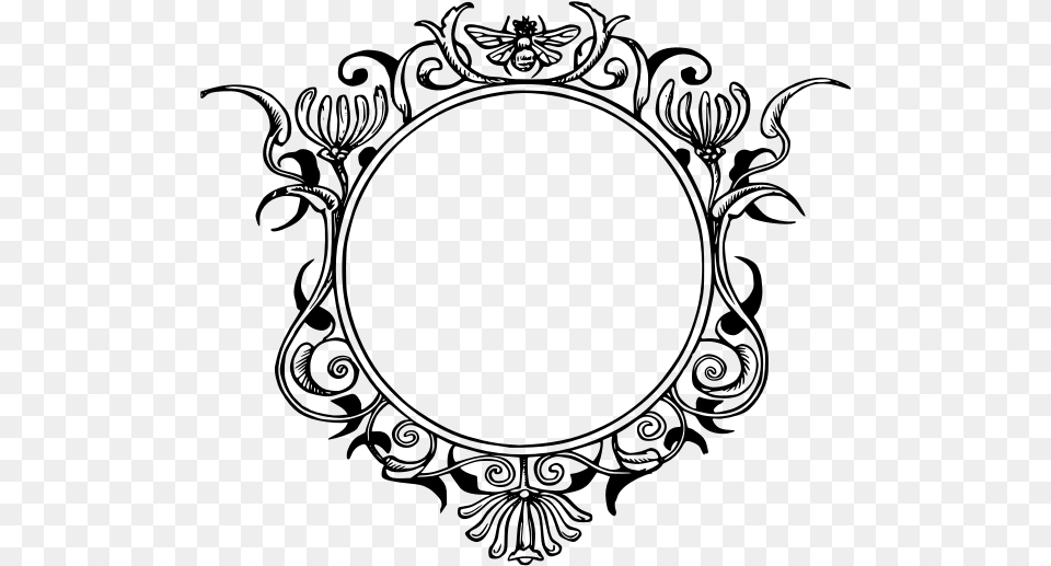 Ornate Frame In Black And White Ornament Oval, Gray Free Png Download
