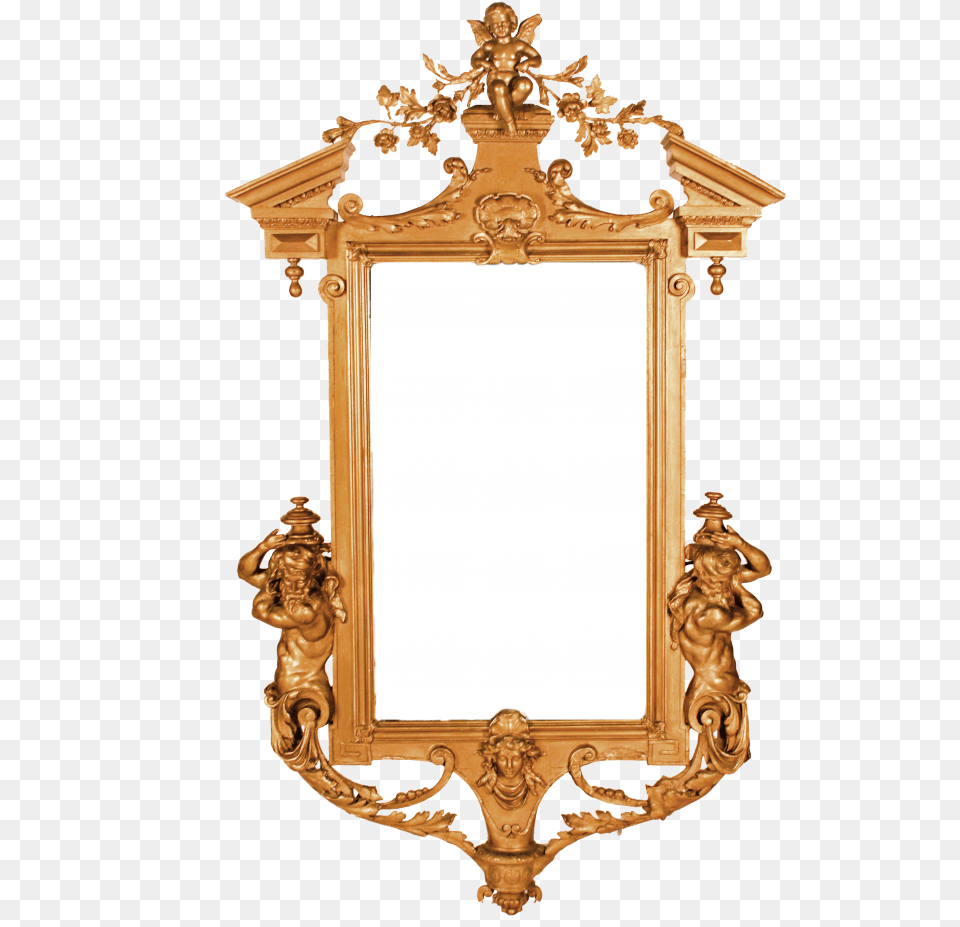 Ornate Gilded Antique Mirror Brass, Photography, Baby, Person, Mailbox Png