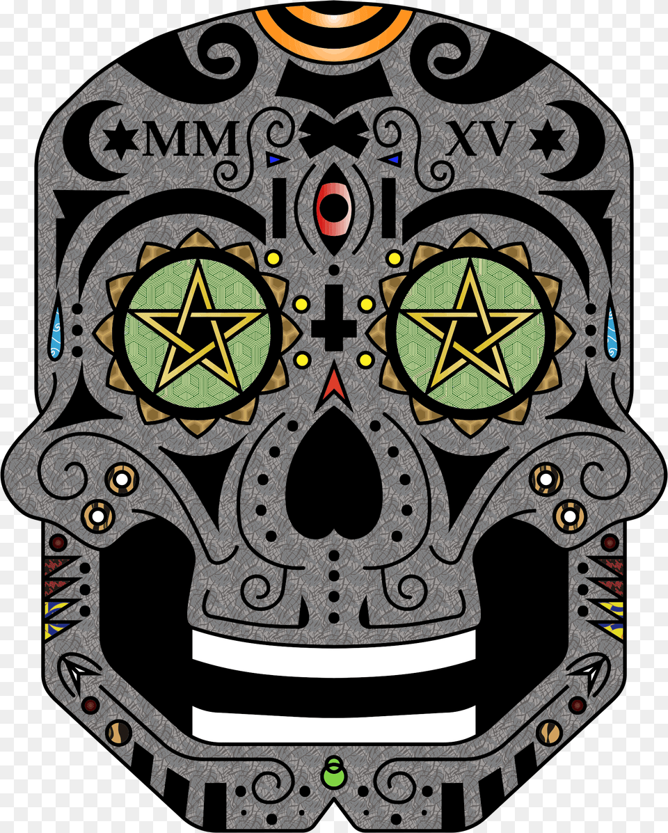 Ornate Sugar Skull Calavera, Emblem, Symbol, Art Png Image