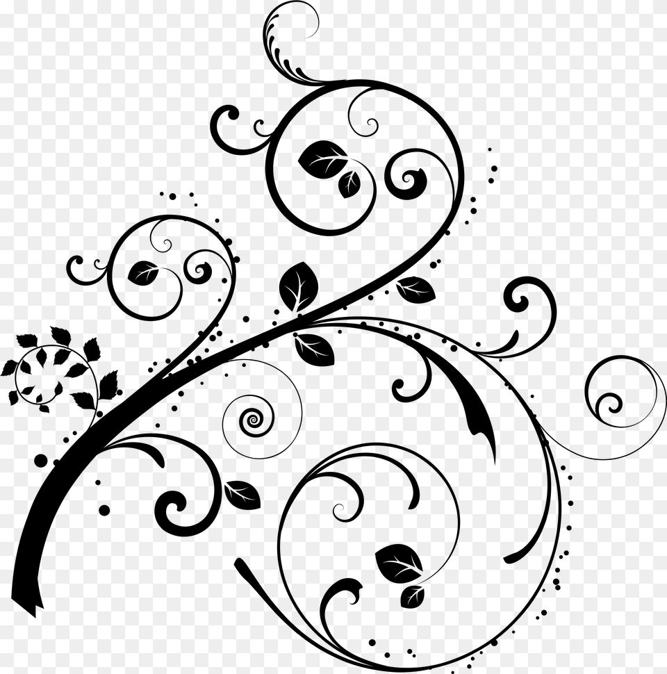 Ornate Swirl Clipart, Gray Free Png
