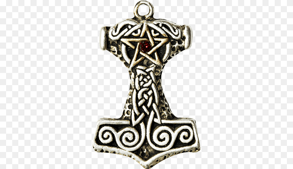 Ornate Thor39s Hammer Necklace Zeckos Thors Hammer Pewter Pendant Pentacle Talisman, Accessories Png Image