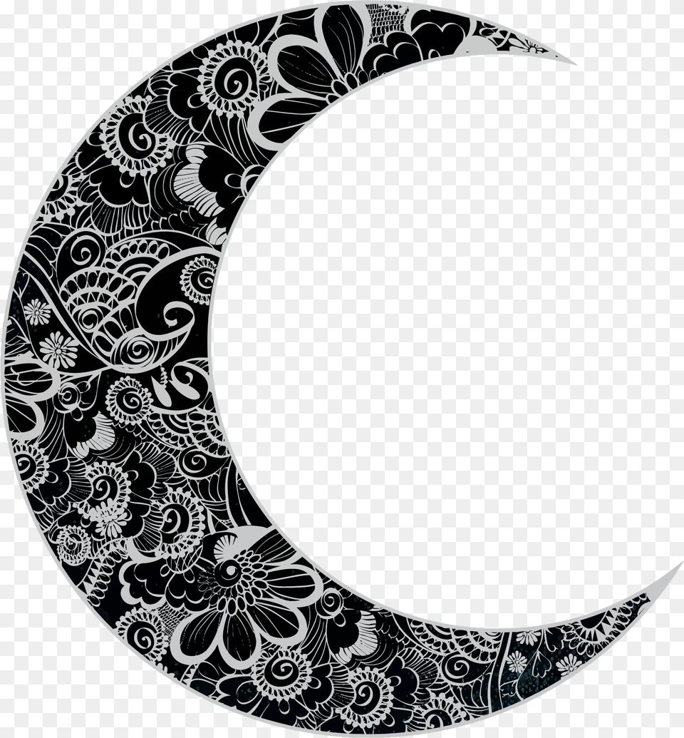 Ornated Moon Crescent, Pattern, Art Free Png