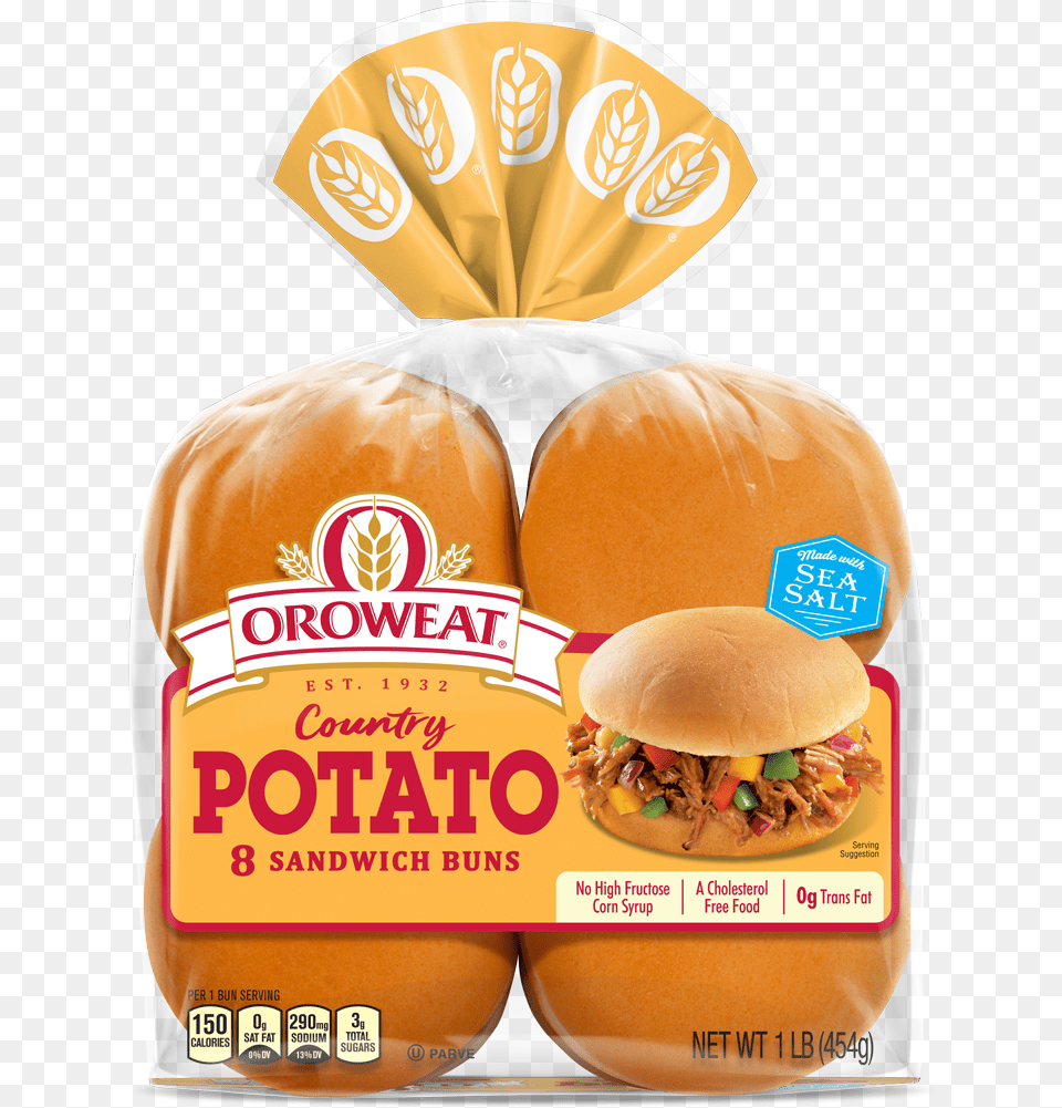 Oroweat Potato Sandwich Buns Package Burger, Food, Advertisement, Bread Png Image