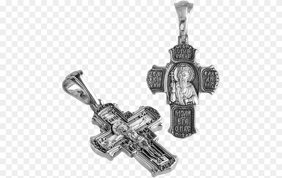 Orthodox Cross Pendant In Silver Locket, Symbol, Smoke Pipe, Baby, Person Png