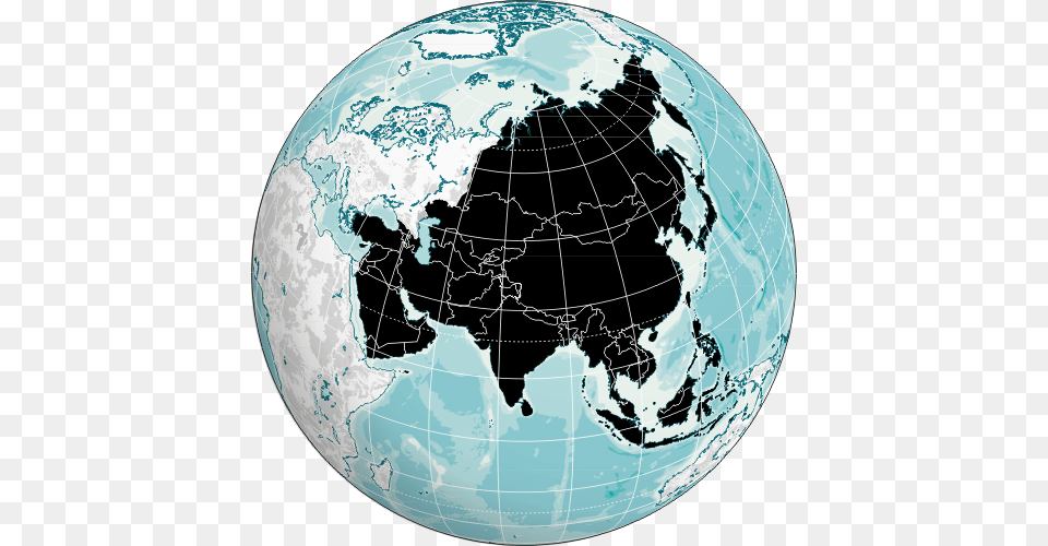 Orthographic Projection Of Asia Asia, Astronomy, Outer Space, Planet, Globe Png Image