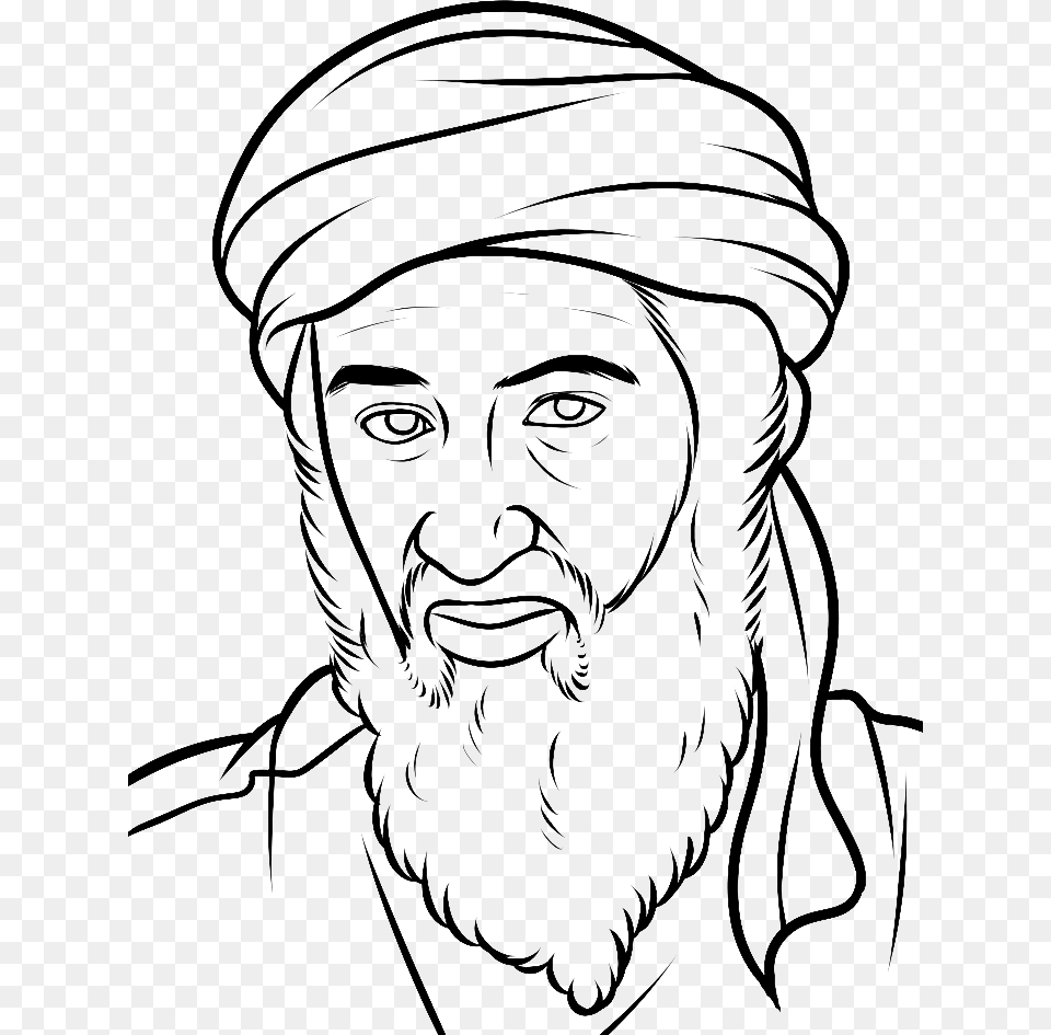Osama Bin Laden, Art, Drawing, Adult, Male Free Png