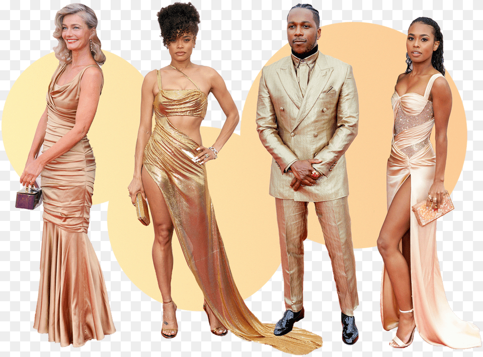 Oscar 2021 Gold Was The Most Striking Trend Oscar 2021 Golden Dresses, Adult, Person, Formal Wear, Woman Png Image