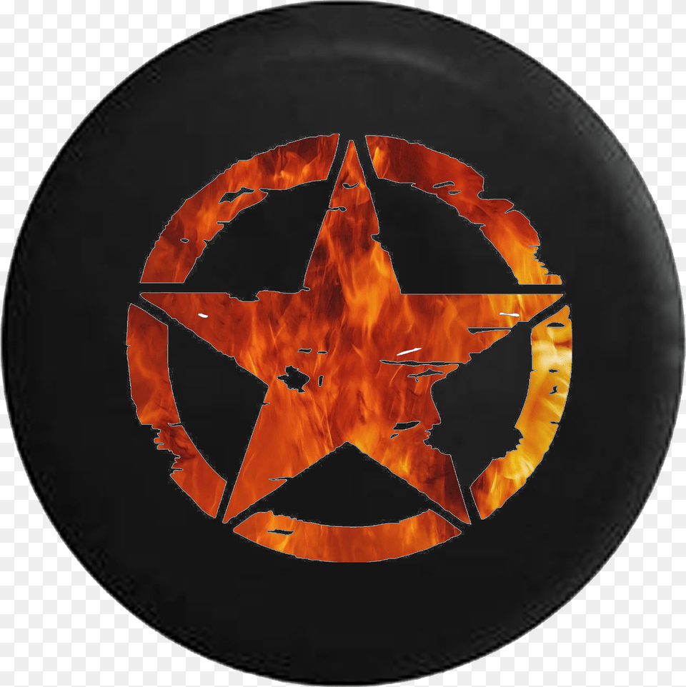 Oscar Mike Military Jeep Star Orange Red Flames Circle, Symbol Png Image
