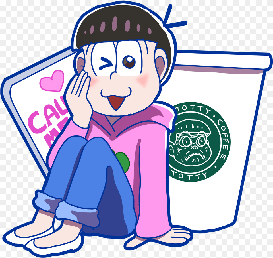 Osomatsu San Todomatsu Totty Totty Face Sticker Totally Totty, Baby, Person, Reading, Head Free Png