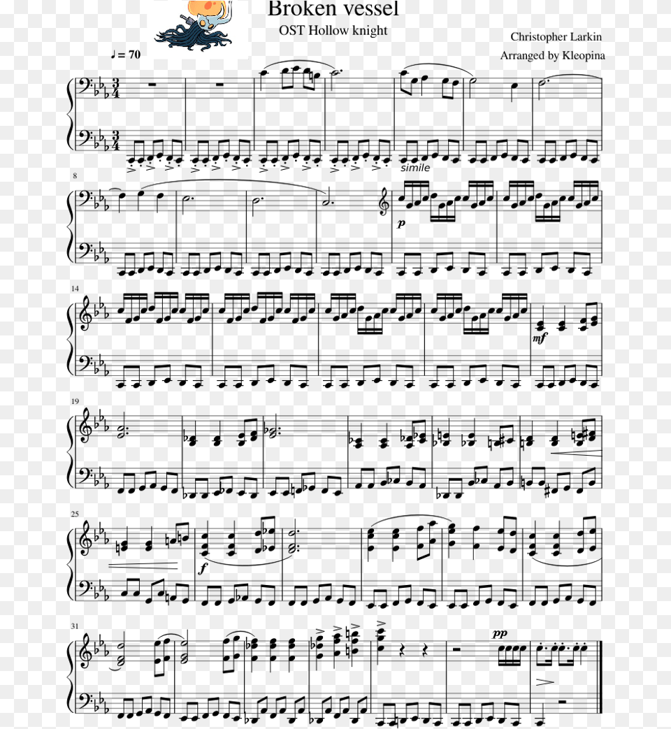 Ost Hollow Knight Download Hollow Knight Sheet Music Png Image