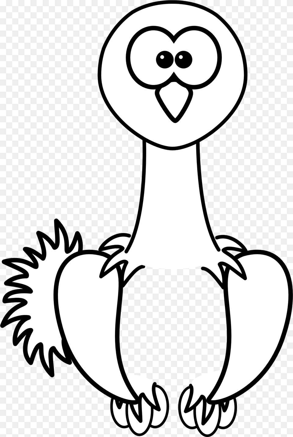 Ostrich Black White Line Format Cartoon Animals, Stencil, Adult, Female, Person Png Image