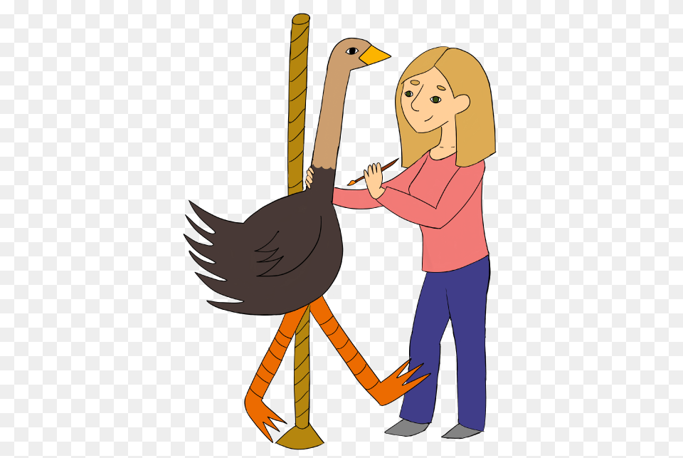 Ostrich Cartoon, Adult, Female, Person, Woman Free Png
