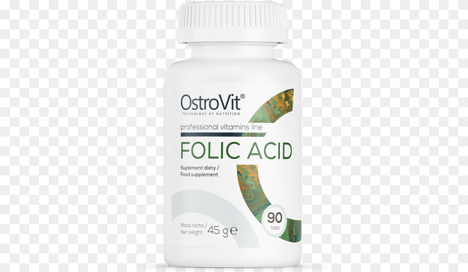 Ostrovit Folic Acid 90 Tabs Ostrovit Folic Acid, Bottle, Herbal, Herbs, Plant Png Image