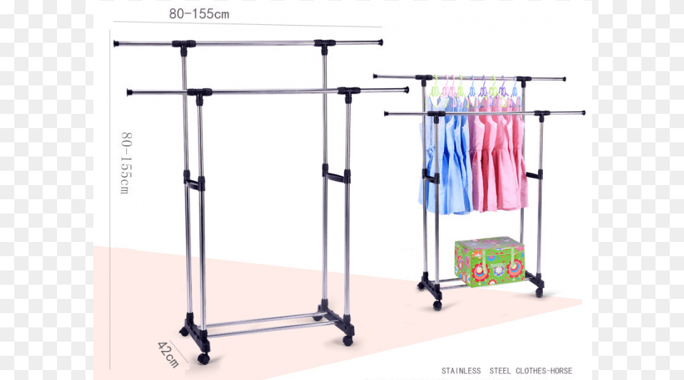 Osuki Portable Double Pole Clothes Hanging Rack Stand Sundaysupermarket Premium Heavy Duty Double Rail Adjustable, Drying Rack Png Image