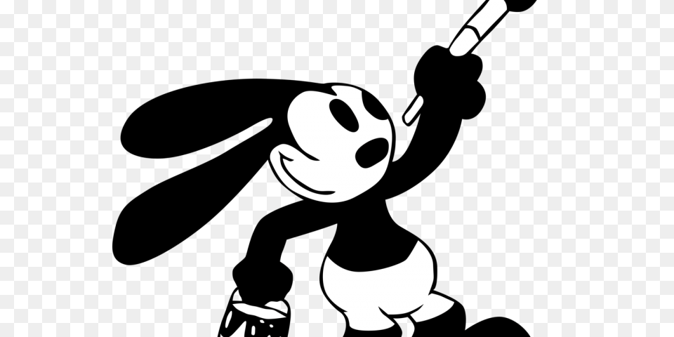 Oswald The Lucky Rabbit Clipart Famous Cartoon, Stencil, People, Person, Animal Png Image