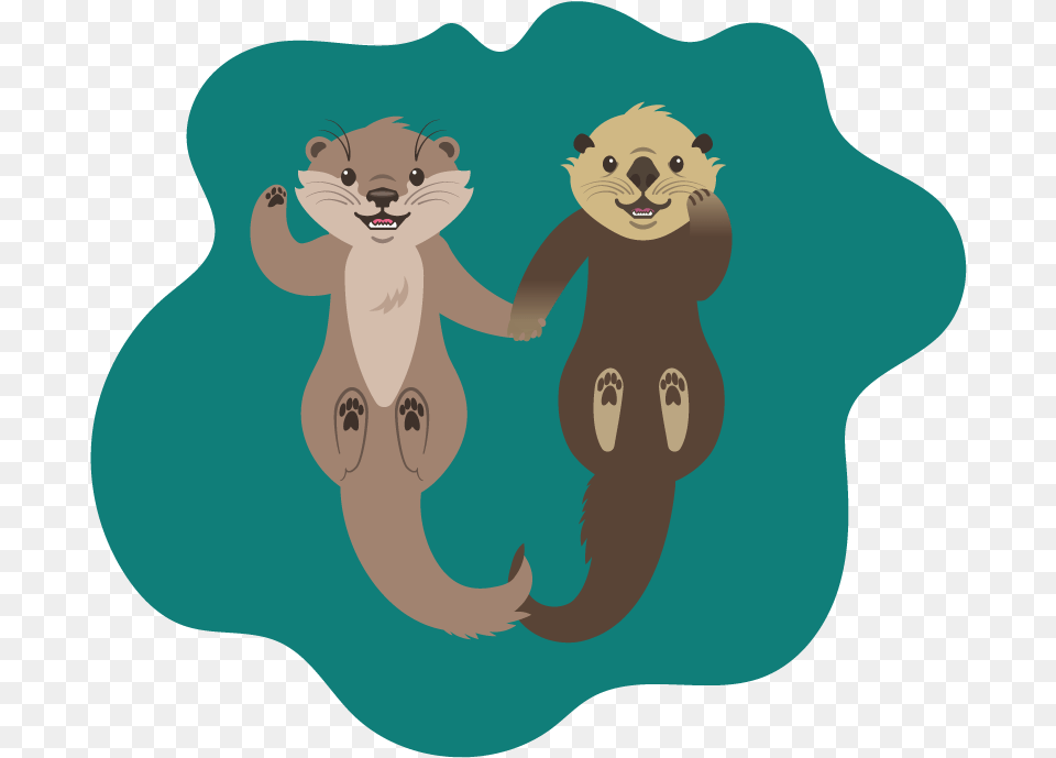 Otter Clipart Holding Hands Transparent Otter Clipart, Animal, Wildlife, Mammal, Bear Free Png
