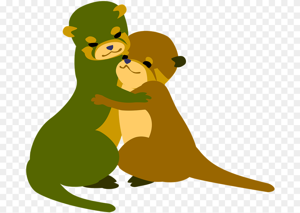 Otter Hugs Love Image On Pixabay Hugging Otters Cartoon, Animal, Wildlife, Mammal, Baby Free Transparent Png