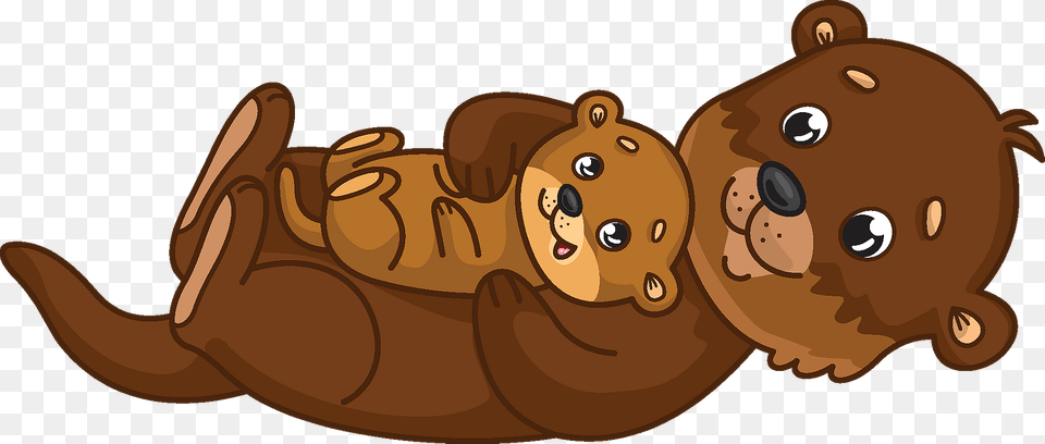 Otter With A Baby Clipart, Animal, Mammal, Wildlife, Face Free Png Download