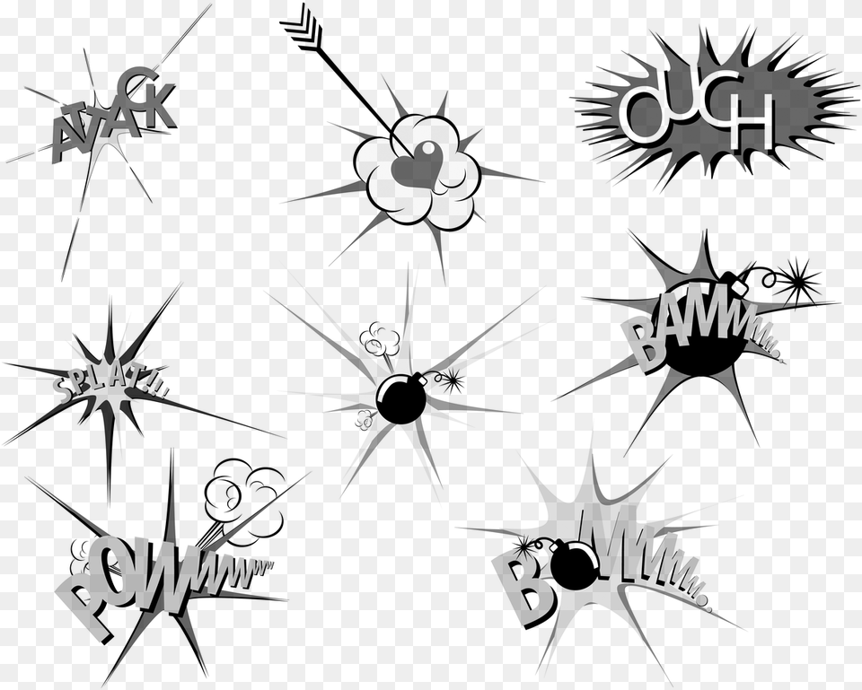 Ouch Bam Attack Photo Scalable Vector Graphics, Gray Free Png Download