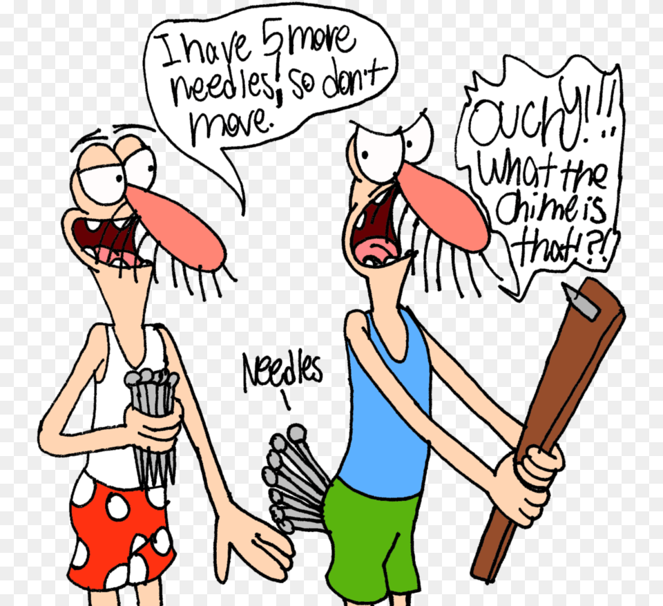 Ouch By Wumowumo Needles Cartoon Clipart Full Size Sharing, Book, Comics, Publication, Person Png Image