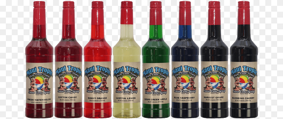 Ounce Bottles Of Maui Tropic Snow Cone Syrup With Punsch, Alcohol, Beer, Beverage, Bottle Png Image