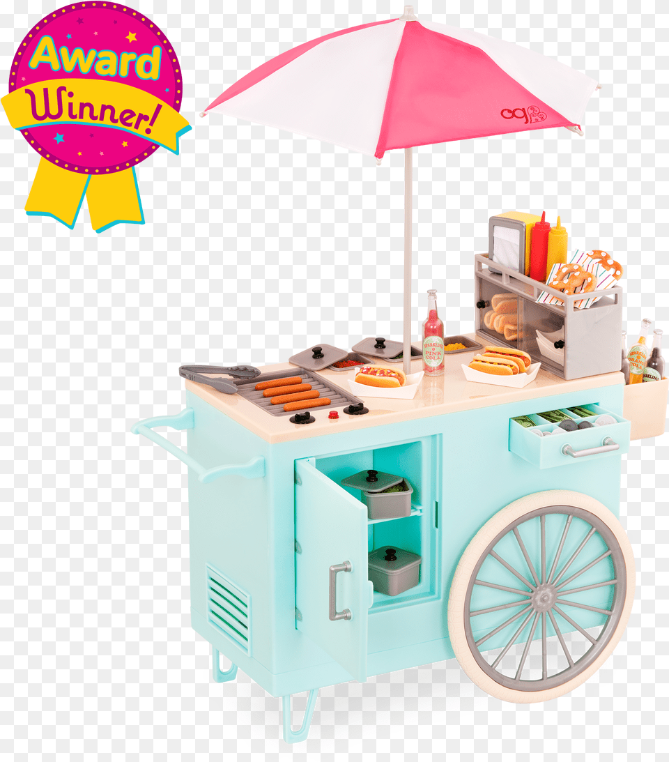 Our Generation Hot Dog Stand, Machine, Wheel, Bread, Food Free Transparent Png