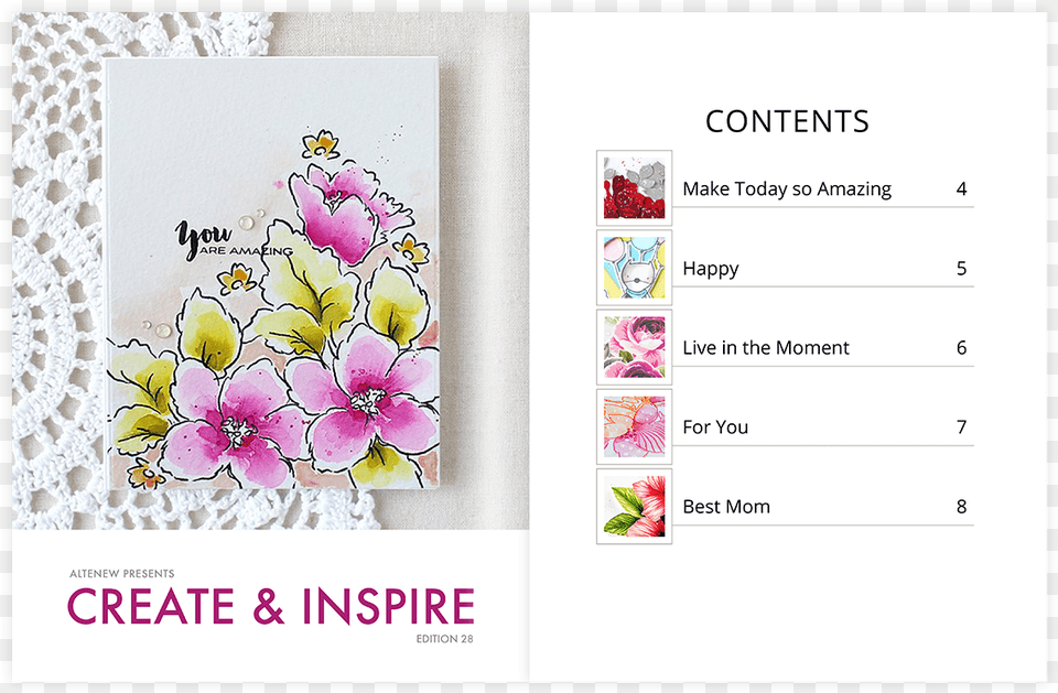 Our Monthly Ebook Is Packed With Video Tutorials Written Altenew Hibiscus Bouquet Clear Stamp Set Alt1543 Product, Text, Page, Mail, Greeting Card Png Image