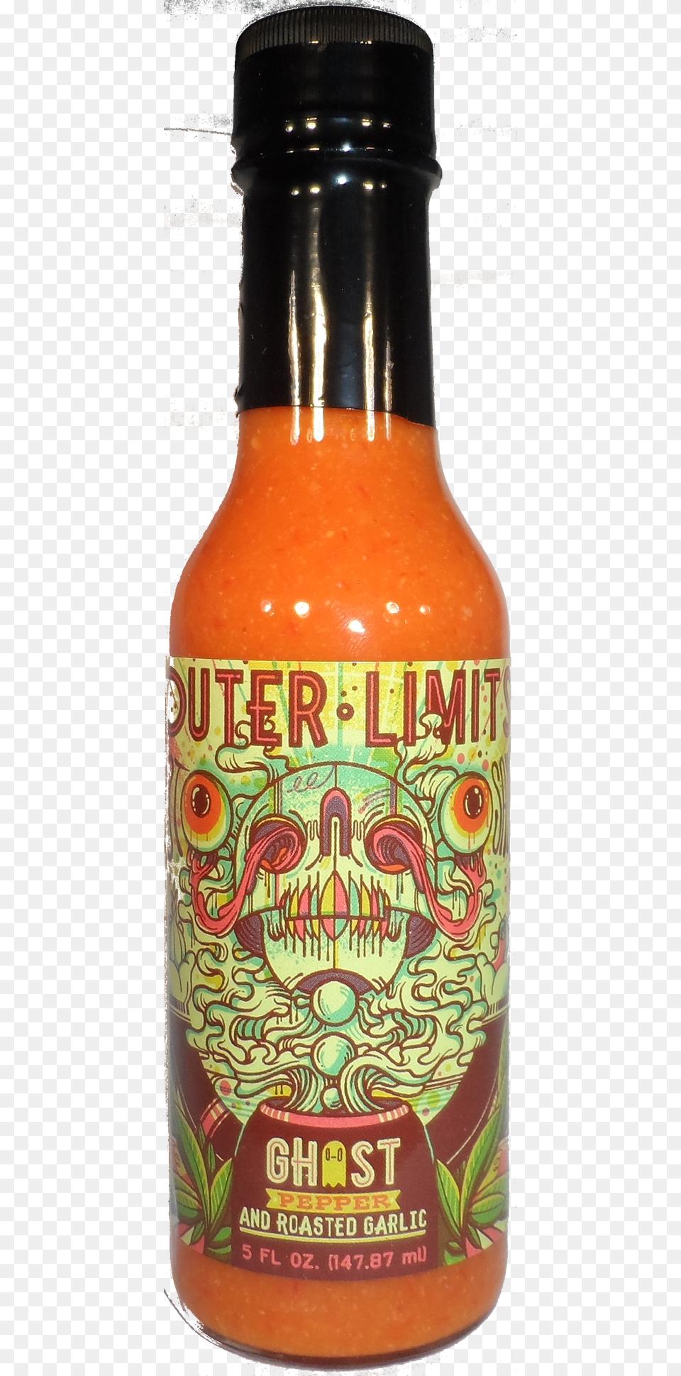 Our New Spiciest Flavor A Blend Of Fresh Ghost Peppers Glass Bottle, Food, Ketchup, Alcohol, Beer Free Png Download