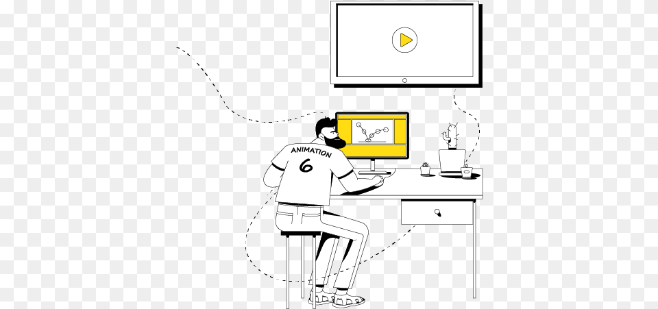 Our Process Yans Media Illustration, Desk, Furniture, Table, Boy Png