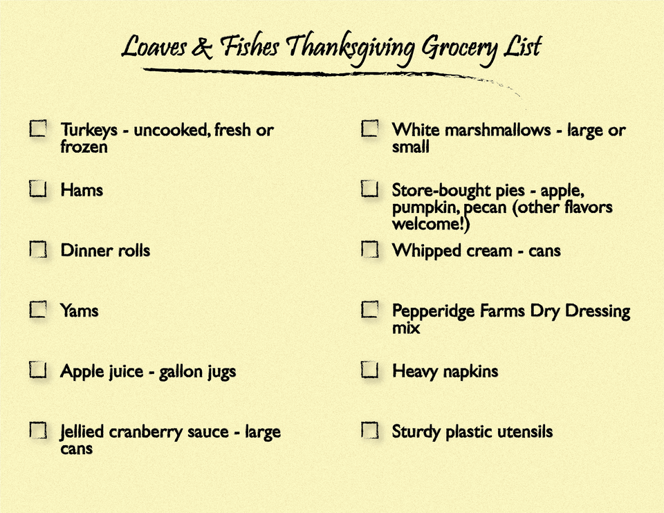 Our Thanksgiving Shopping List For 1000 Guests Sacramento, Page, Text, Menu Free Png Download