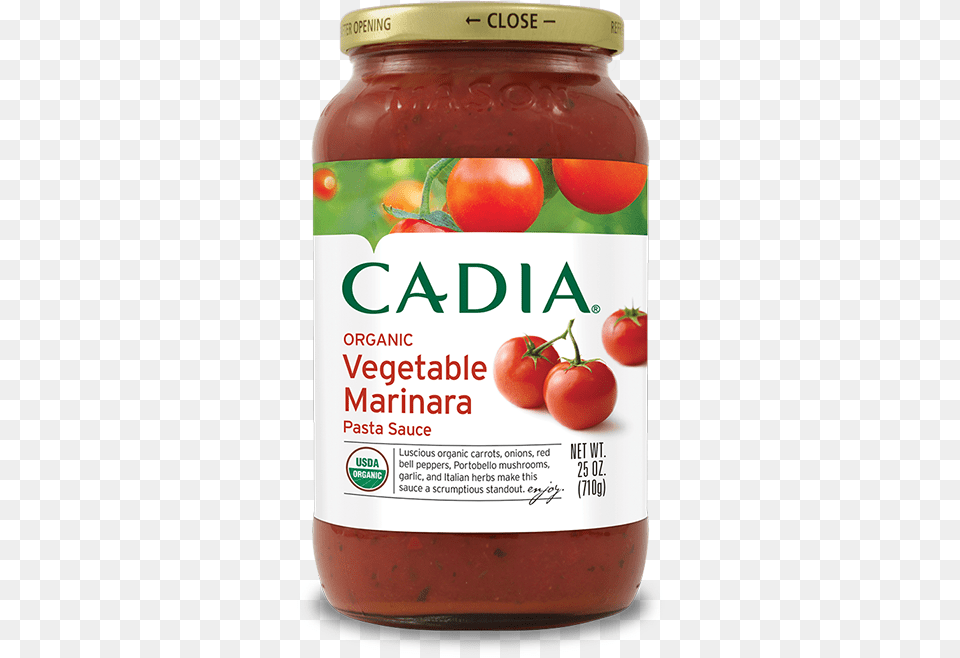 Our Vine Ripened Organic Tomatoes Are Blended With Cadia Pasta Sauce, Food, Ketchup Png