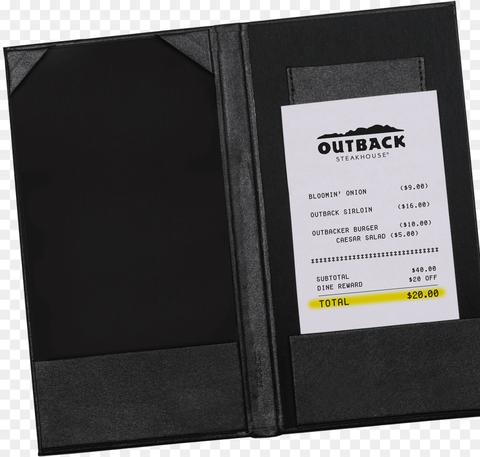 Outback Steakhouse Recipt Outback Steakhouse, File Binder, File Folder Free Png Download