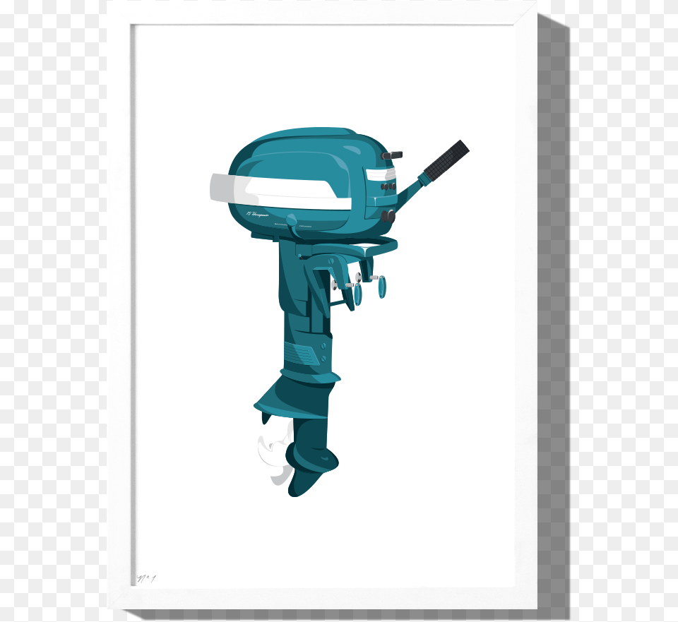 Outboard Motor Art Print With Optional Frame, Device, Power Drill, Tool, Grass Free Png Download