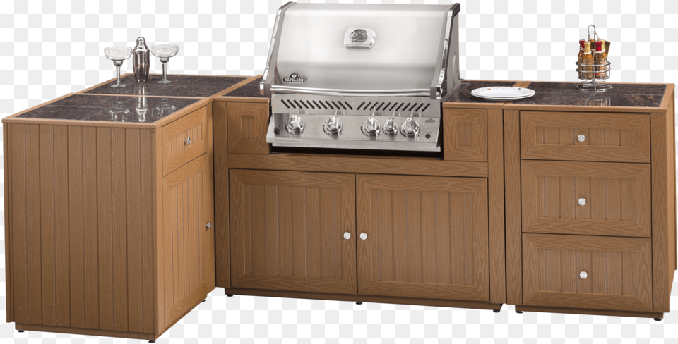 Outdoor Kitchen With Inset Grill And Storage Outdoor Kitchen, Plate, Indoors, Sink, Appliance Free Png