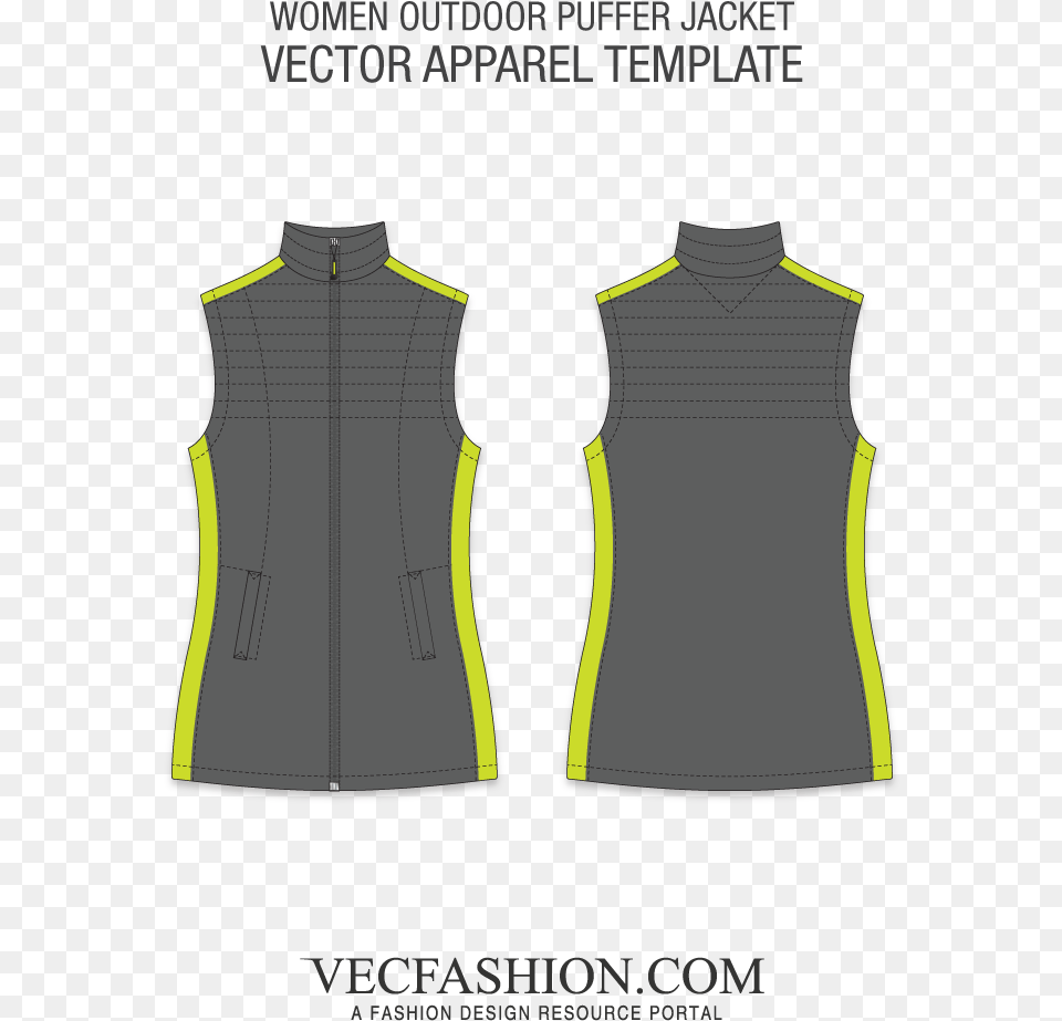 Outdoor Puffer Template Vecfashion Round Neck Black Shirt Template, Clothing, Lifejacket, Vest, Undershirt Png