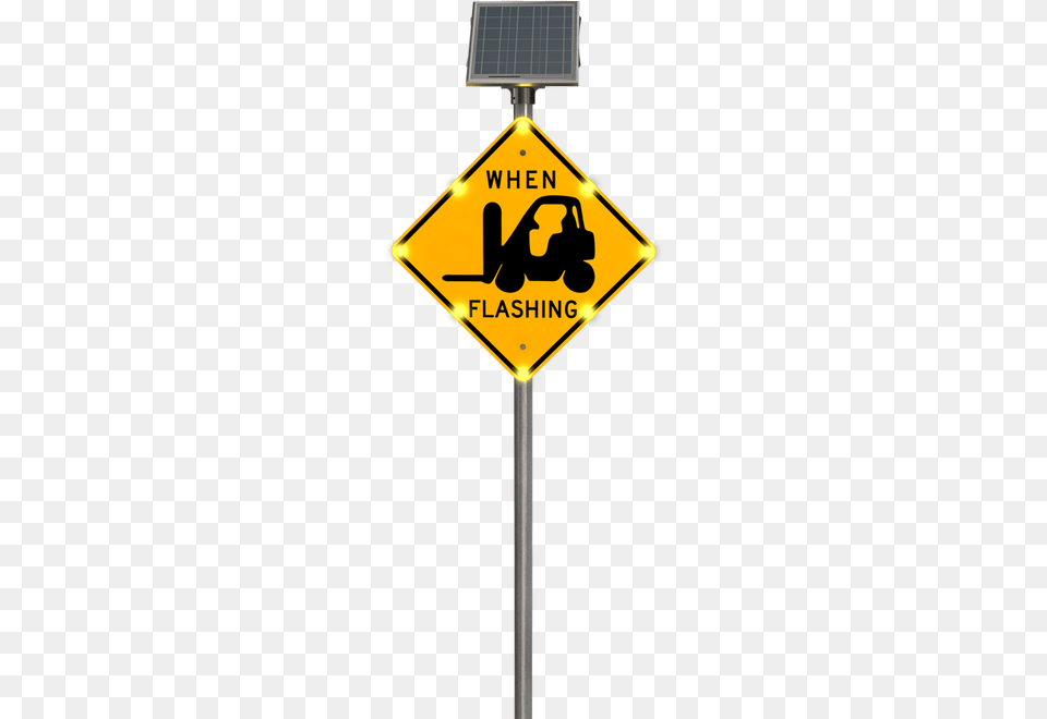 Outdoor Sign Notifying People Of Forklift Traffic Traffic Sign, Electrical Device, Solar Panels, Symbol, Road Sign Free Png Download