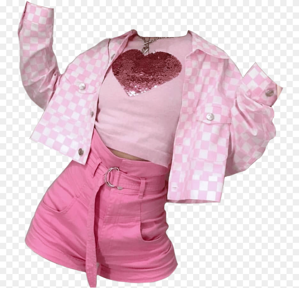 Outfit Outfits Pink Skirt Heart Cute Aesthetic Aesthetic Pink Outfits, Blazer, Shirt, Long Sleeve, Jacket Free Png Download