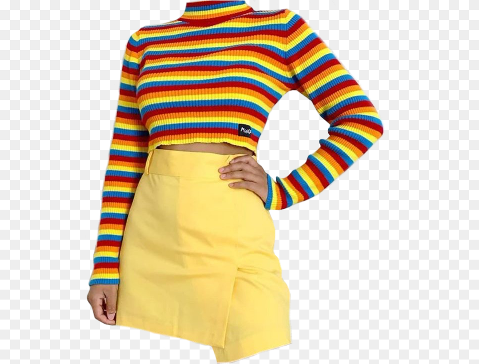 Outfit Rainbow Colorful Lgbt Cute Freetoedit Outfit Lgbt, Clothing, Long Sleeve, Skirt, Sleeve Free Png Download