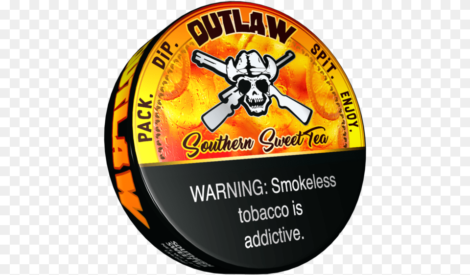 Outlaw Southern Sweet Tea Flavor Dip Tobacco Outlaw Southern Sweet Tea, Person, Disk Png Image