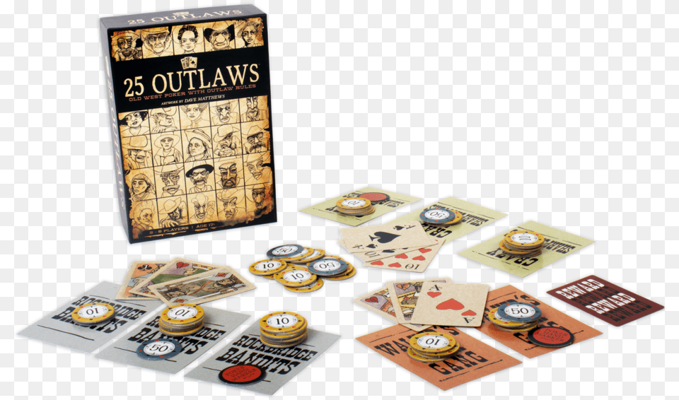 Outlaws Box And Poker Hands 25 Outlaws Board Game, Person, Business Card, Paper, Text Free Png Download