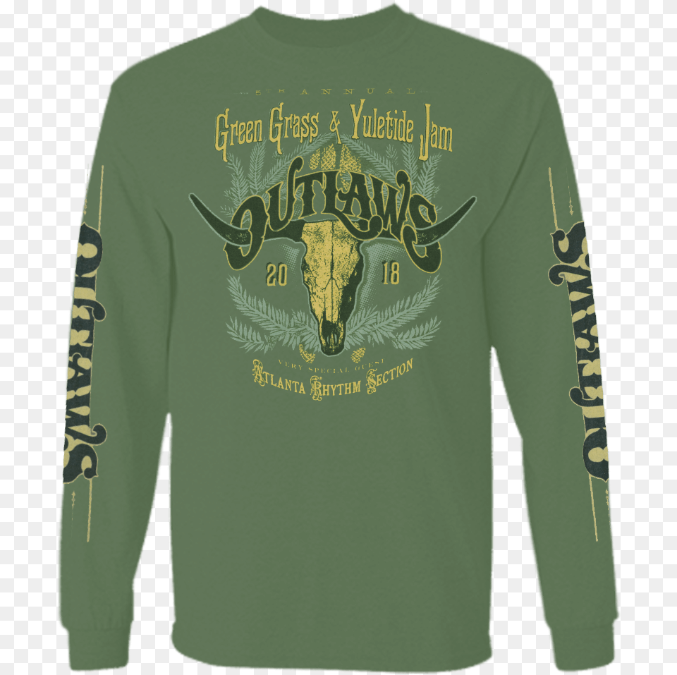 Outlaws Green Grass Amp Yuletide Jam Long Sleevetitle Long Sleeved T Shirt, Clothing, Long Sleeve, Sleeve, T-shirt Png Image