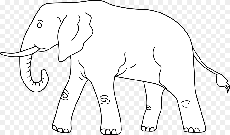 Outline Clipart Elephant Indian Elephant, Animal, Art, Drawing, Mammal Free Png