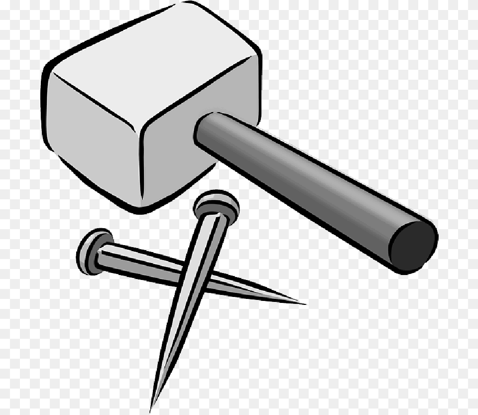 Outline Drawing Cartoon Tools Hammer Nail Hammer And Nails Animated, Device, Tool, Blade, Dagger Free Png Download