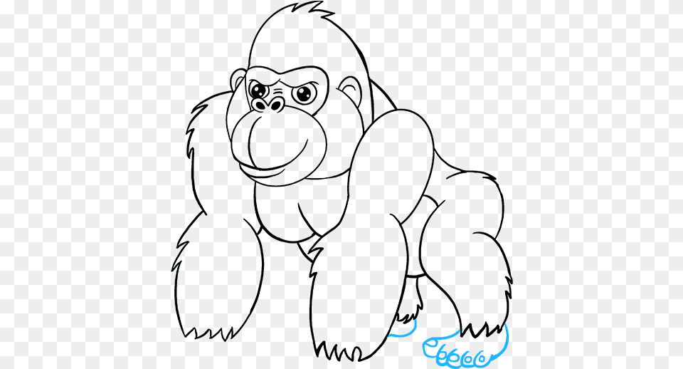 Outline Drawing Of A Gorilla Drawing, Mammal, Animal, Ape, Wildlife Png Image