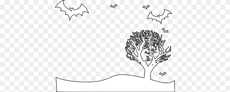 Outline Drawing Of Scenery At Getdrawings Halloween Scene Coloring Page, Silhouette, Stencil, Logo, Symbol Png Image