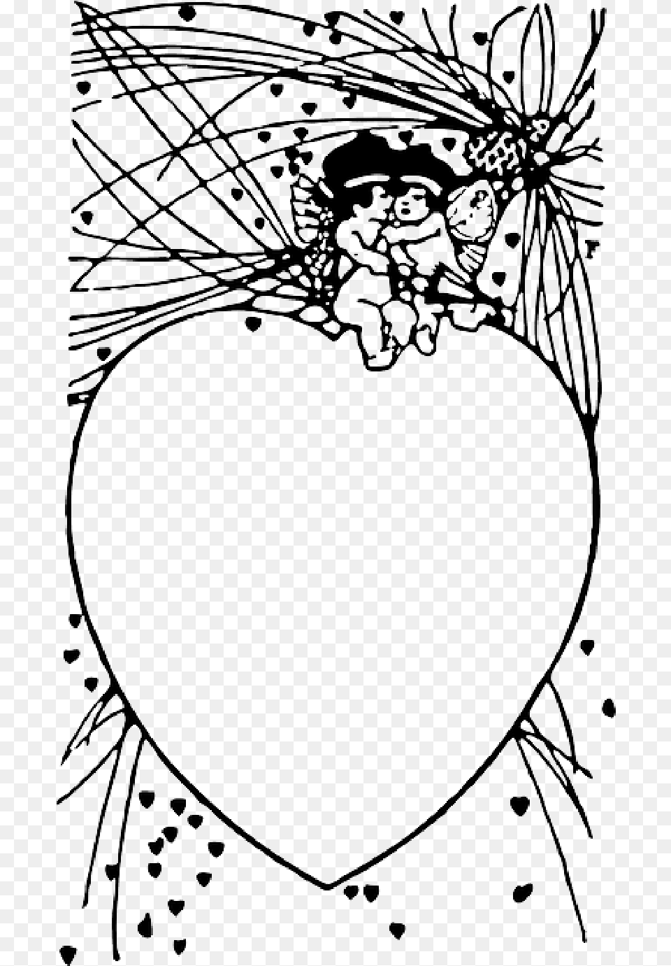 Outline Frame Cartoon Heart Babies Cupid Public Cupid Frame Clipart, Accessories, Jewelry Free Transparent Png