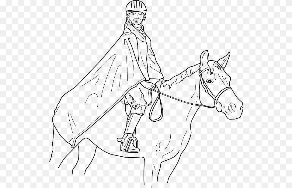 Outline Man Cartoon Horse Horses Draw Animal, Art, Clothing, Coat, Fashion Free Png Download