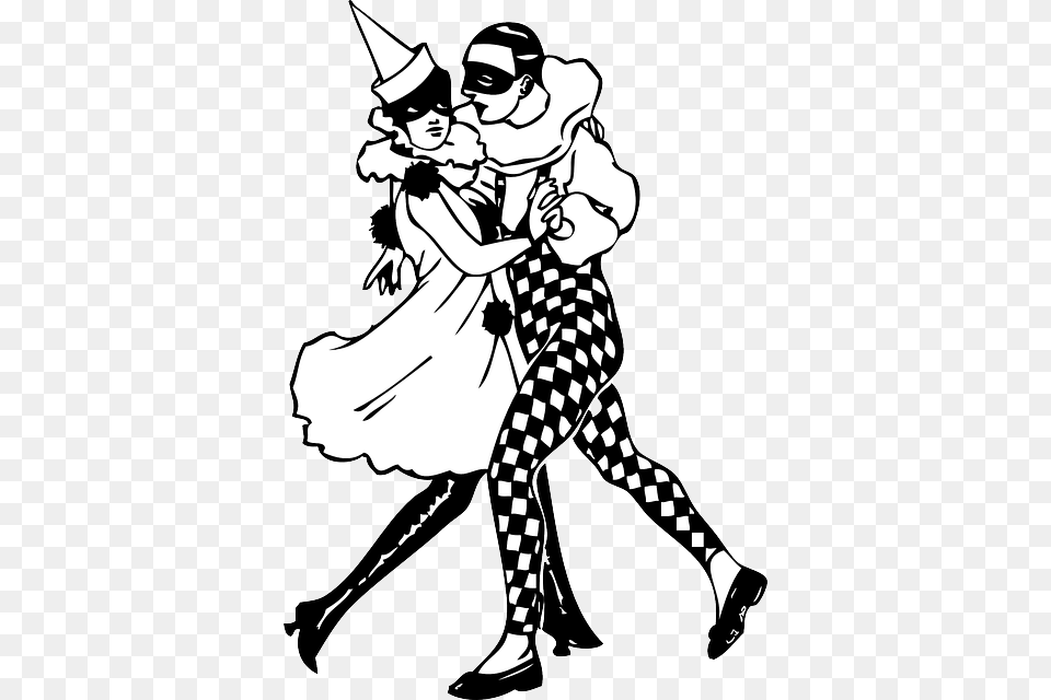 Outline Man Woman Dancer Dancers Harlequin Harlequin Black And White, Person, Dancing, Leisure Activities, Adult Png