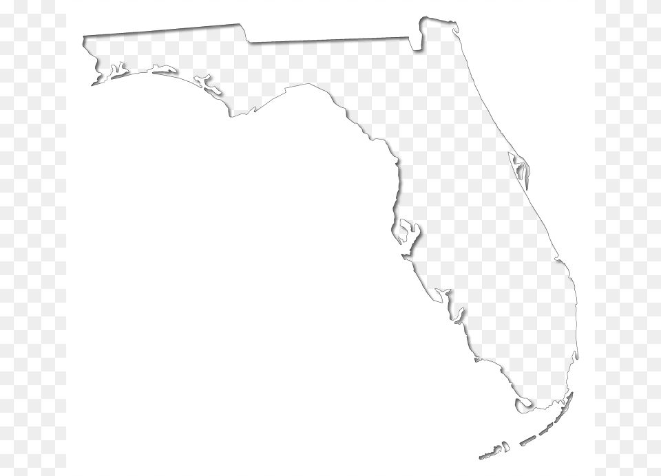 Outline Map Of Florida With An Inner Shadow Producing Map Of Florida, Firearm, Gun, Handgun, Weapon Free Transparent Png