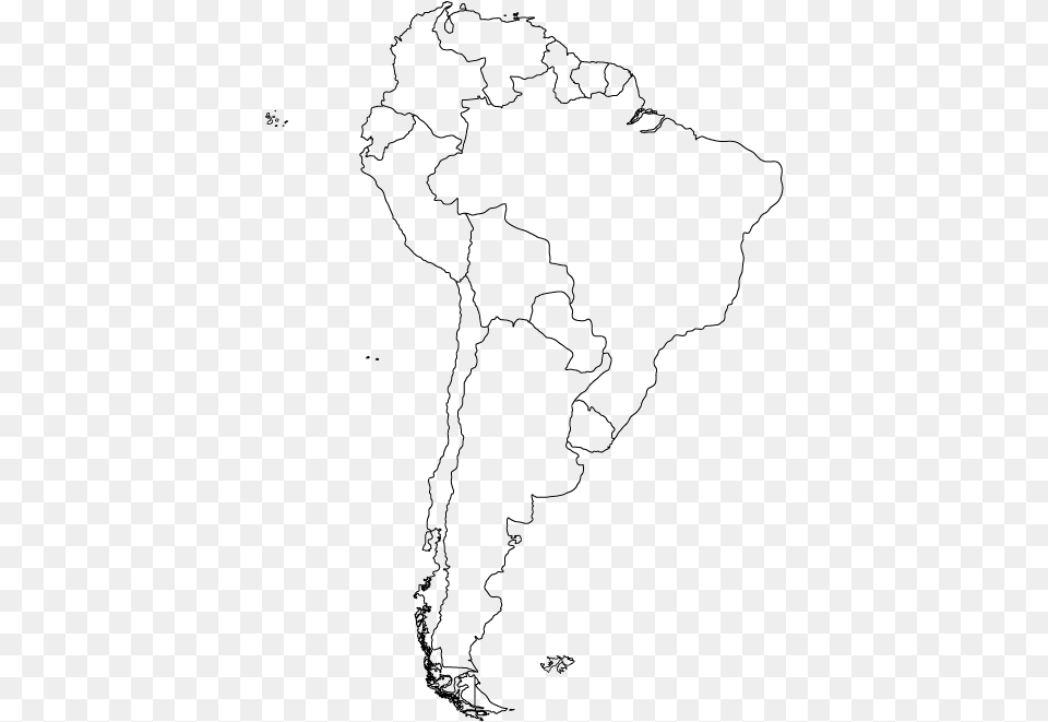 Outline Map Of South America South America Blank Map, Chart, Plot, Person, Atlas Free Png